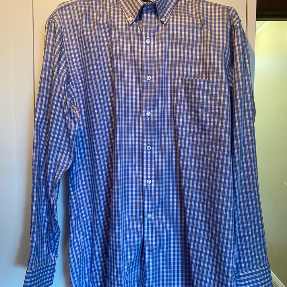 Classic Blue Check Button-Down Men’s Dress Shirt